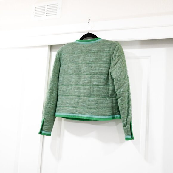 J. Crew Size 6 Green Tweed Classic Jacket with Gold Buttons NWOT - Picture 6 of 7